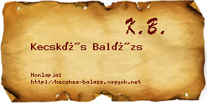 Kecskés Balázs névjegykártya