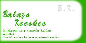 balazs kecskes business card